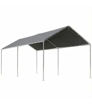 Carpa Garaje para Coche 3x6 m Cochera Portátil Impermeable con Toldo de Tela PE y Marco de Acero Galvanizado Gris