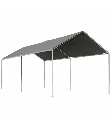 Carpa Garaje para Coche 3x6 m Cochera Portátil Impermeable con Toldo de Tela PE y Marco de Acero Galvanizado Gris
