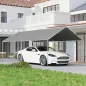 Carpa Garaje para Coche 3x6 m Cochera Portátil Impermeable con Toldo de Tela PE y Marco de Acero Galvanizado Gris