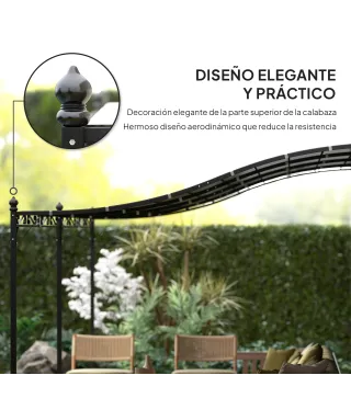 Pérgola de Pared 3x6 m con Techo Inclinado Orificios de Drenaje y Estructura Metálica Gris Oscuro