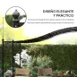 Pérgola de Pared 3x6 m con Techo Inclinado Orificios de Drenaje y Estructura Metálica Gris Oscuro