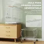 Jaula para Pájaros con Ruedas y Estante 51x51x153 cm con Parte Superior Abatible Comederos y Bandeja Extraíble Blanco
