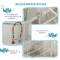 Jaula para Pájaros con Ruedas con Comederos Perchas Columpio y Bandeja Extraíble 48x46x78 cm Blanco
