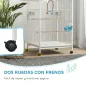 Jaula para Pájaros con Ruedas con Comederos Perchas Columpio y Bandeja Extraíble 48x46x78 cm Blanco