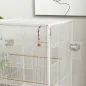 Jaula para Pájaros con Ruedas con Comederos Perchas Columpio y Bandeja Extraíble 48x46x78 cm Blanco