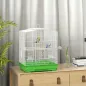PawHut Jaula para Pájaros Pajarera de Acero con 2 Comederos 2 Perchas Columpio y Bandeja Extraíble Asa 46,5x36x59 cm Verde