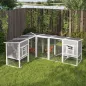 PawHut Gallinero de Madera Grande Exterior en L para Esquina con 2 Nidos Corral Bandejas Extraíbles 251x192x103 cm Gris