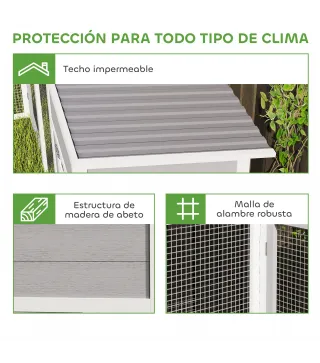 Gallinero de Madera Grande Exterior en L para Esquina con 2 Nidos Corral Bandejas Extraíbles 251x192x103 cm Gris