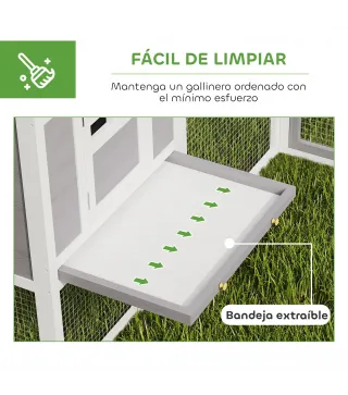 Gallinero de Madera Grande Exterior en L para Esquina con 2 Nidos Corral Bandejas Extraíbles 251x192x103 cm Gris