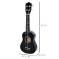Ukelele Soprano para Principiantes con 4 Cuerdas de Nylon Ajustables Juguete educativo 53x17,5x6,2cm Negro