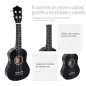 Ukelele Soprano para Principiantes con 4 Cuerdas de Nylon Ajustables Juguete educativo 53x17,5x6,2cm Negro