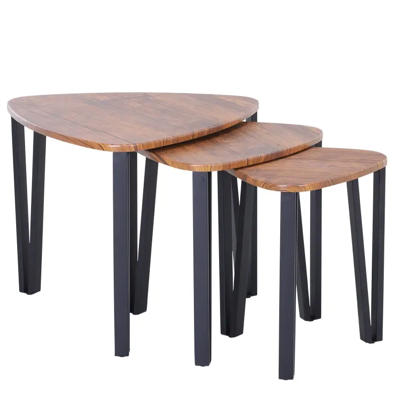 3 Mesitas de Café Mesa de Centro Minimalista Patas de Acero con Funda de Plástico Mesa Nido para Salón Sofá 56x54.2x45.4cm
