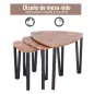 3 Mesitas de Café Mesa de Centro Minimalista Patas de Acero con Funda de Plástico Mesa Nido para Salón Sofá 56x54.2x45.4cm
