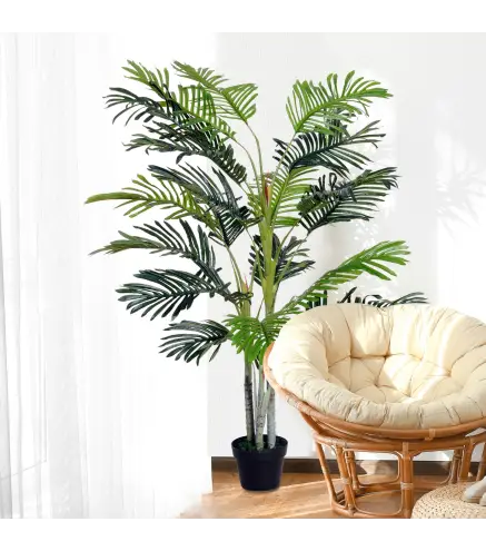 Planta Artificial Palmera 150 cm con Maceta y Musgo para Decoración Interior Salón Oficina Ø18x150 cm Verde