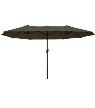 Sombrilla Doble para Jardín 460x270x240 cm Parasol Anti UV con Manivela para Exterior Patio Terraza Piscina Color Gris