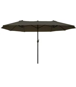 Sombrilla Doble para Jardín 460x270x240 cm Parasol Anti UV con Manivela para Exterior Patio Terraza Piscina Color Gris