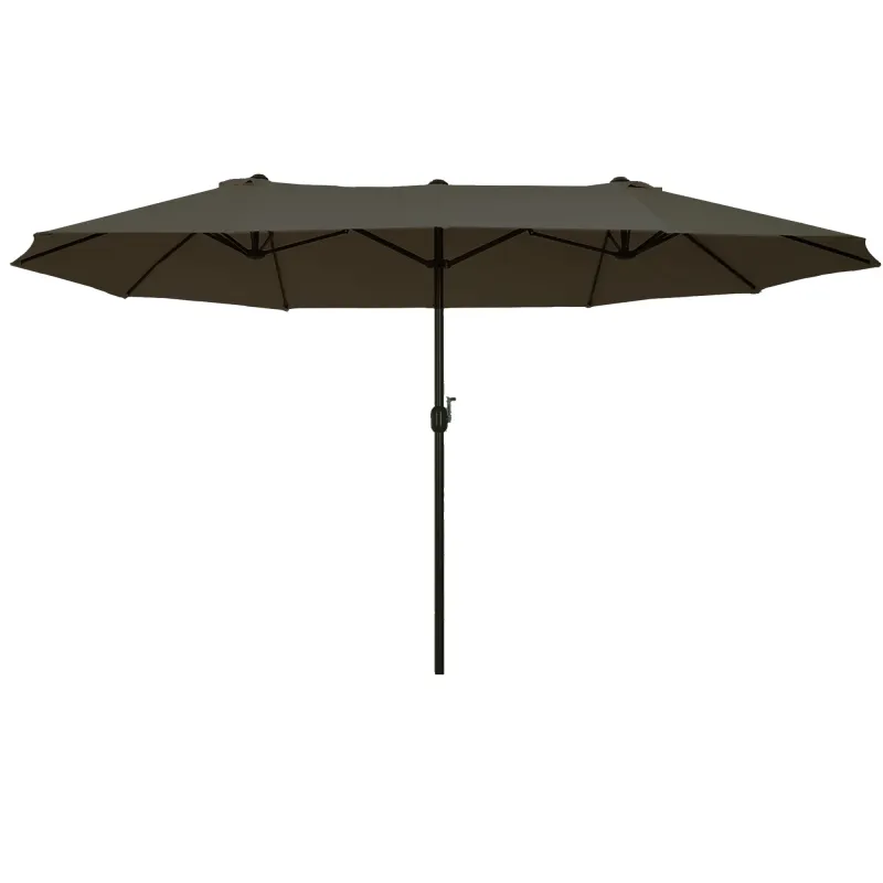 Sombrilla Doble para Jardín 460x270x240 cm Parasol Anti UV con Manivela para Exterior Patio Terraza Piscina Color Gris