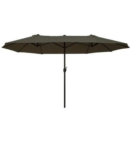 Sombrilla Doble para Jardín 460x270x240 cm Parasol Anti UV con Manivela para Exterior Patio Terraza Piscina Color Gris