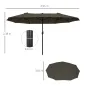 Sombrilla Doble para Jardín 460x270x240 cm Parasol Anti UV con Manivela para Exterior Patio Terraza Piscina Color Gris