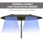 Sombrilla Doble para Jardín 460x270x240 cm Parasol Anti UV con Manivela para Exterior Patio Terraza Piscina Color Gris