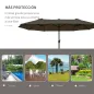Sombrilla Doble para Jardín 460x270x240 cm Parasol Anti UV con Manivela para Exterior Patio Terraza Piscina Color Gris