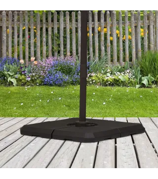 Set de 4 Piezas Soporte de Parasol Base para Sombrilla Terreza o Jardín Rellenable de 80 kg de Agua o 120 kg de Arena Estable 10