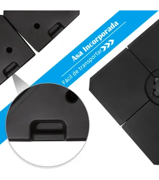 Set de 4 Piezas Soporte de Parasol Base para Sombrilla Terreza o Jardín Rellenable de 80 kg de Agua o 120 kg de Arena Estable 10