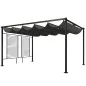 Outsunny Pérgola de Jardín 4x3 m con Techo Retráctil 2 Paneles de Privacidad UPF50+ Cenador de Jardín para Patio Exterior Gris
