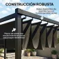 Pérgola de Jardín 4x3 m con Techo Retráctil 2 Paneles de Privacidad UPF50+ Cenador de Jardín para Patio Exterior Gris