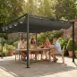 Pérgola de Jardín 4x3 m con Techo Retráctil 2 Paneles de Privacidad UPF50+ Cenador de Jardín para Patio Exterior Gris