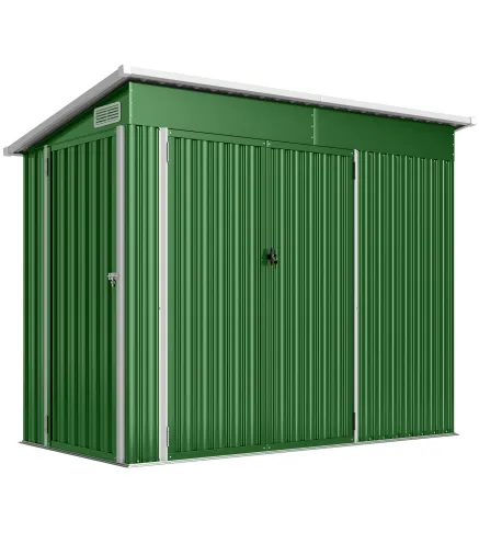 Cobertizo de Jardín Exterior 2,7 m² 234x132x185 cm con Triple Puerta Cerradura y Ranuras de Ventilación Verde