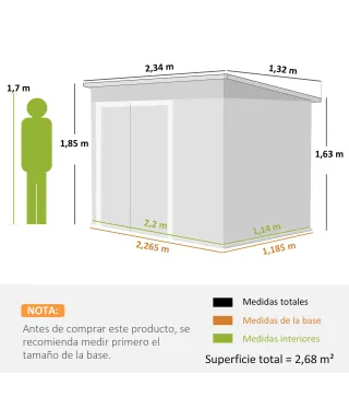 Cobertizo de Jardín Exterior 2,7 m² 234x132x185 cm con Triple Puerta Cerradura y Ranuras de Ventilación Verde