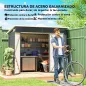 Cobertizo de Jardín Exterior 2,7 m² 234x132x185 cm con Triple Puerta Cerradura y Ranuras de Ventilación Gris