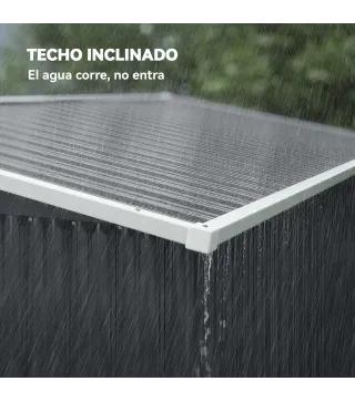 Cobertizo de Jardín Exterior 2,7 m² 234x132x185 cm con Triple Puerta Cerradura y Ranuras de Ventilación Gris