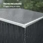 Cobertizo de Jardín Exterior 2,7 m² 234x132x185 cm con Triple Puerta Cerradura y Ranuras de Ventilación Gris