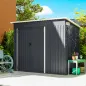 Cobertizo de Jardín Exterior 2,7 m² 234x132x185 cm con Triple Puerta Cerradura y Ranuras de Ventilación Gris