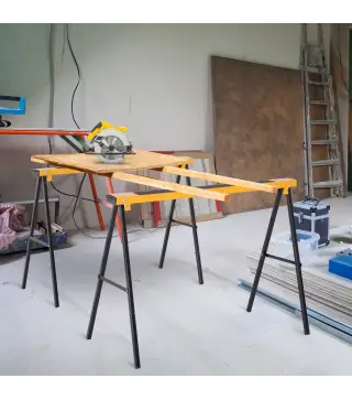 Caballo de Sierra con Patas Plegables Caballete Metálicos 2 Piezas con Asa Almohadilla Antideslizante Carga Máx. 250kg Acero