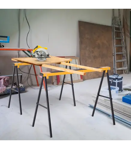 Caballo de Sierra con Patas Plegables Caballete Metálicos 2 Piezas con Asa Almohadilla Antideslizante Carga Máx. 250kg Acero