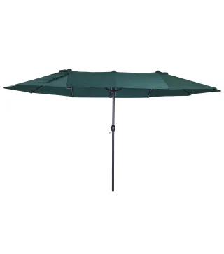 Sombrilla Doble para Jardín 455x265x238 cm Parasol Grande con Manivela Manual Protección Solar Verde Oscuro