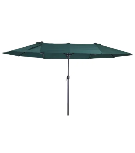 Sombrilla Doble para Jardín 455x265x238 cm Parasol Grande con Manivela Manual Protección Solar Verde Oscuro