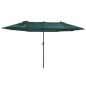Sombrilla Doble para Jardín 455x265x238 cm Parasol Grande con Manivela Manual Protección Solar Verde Oscuro