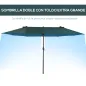 Sombrilla Doble para Jardín 455x265x238 cm Parasol Grande con Manivela Manual Protección Solar Verde Oscuro