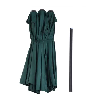 Sombrilla Doble para Jardín 455x265x238 cm Parasol Grande con Manivela Manual Protección Solar Verde Oscuro