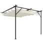 Outsunny Pérgola de Pared de Jardín 3x3 m con Techo Retráctil Protección UPF30+ Drenaje Cenador de Jardín para Exterior Crema