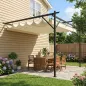 Outsunny Pérgola de Pared de Jardín 3x3 m con Techo Retráctil Protección UPF30+ Drenaje Cenador de Jardín para Exterior Crema
