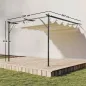 Pérgola de Pared de Jardín 3x3 m con Techo Retráctil Protección UPF30+ Drenaje Cenador de Jardín para Exterior Crema