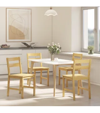 Juego de 2 Sillas de Comedor de Bambú con Asiento con Listones Respaldo Curvado Sin Brazos Natural