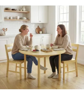 Juego de 2 Sillas de Comedor de Bambú con Asiento con Listones Respaldo Curvado Sin Brazos Natural