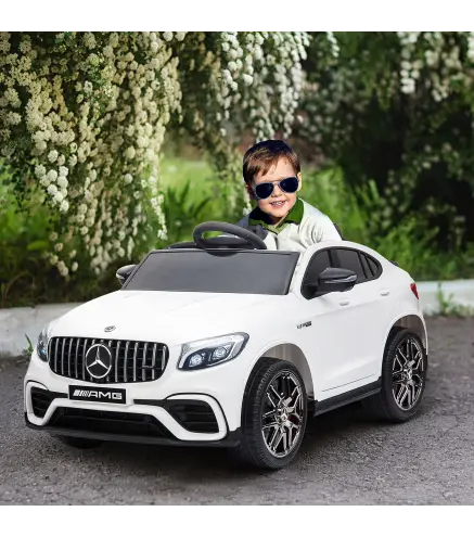 Coche Eléctrico para Niño +3 Años con Licencia de Mercedes 12V con Mando a Distancia Música y Luces Blanco
