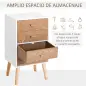 Cómoda con 4 Cajones Cómoda de Dormitorio Mesita de Noche con Patas Elevadas para Salón 40x30x75 cm Blanco y Natural